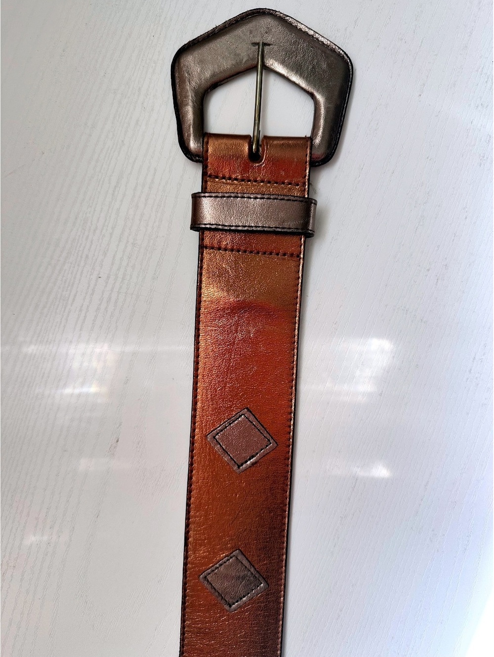 Catherine Dial Easley Vintage 90s Leather Belt Bronze Metallic Size Medium